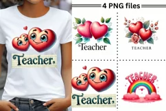 Teacher Themed Retro PNGs for DIY Crafting, Vibrant Teacher Product Image 1
