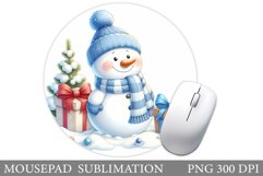 Cute Snowman Mouse Pad. Winter Mouse Pad Design Product Image 1