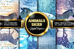 Animals Skier Digital Papers - 04 Variations Product Image 1