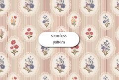 Vintage lace floral seamless pattern striped wallpaper Product Image 1