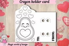Valentine's Day avocado Crayon Holder Card svg, paper cut Product Image 2