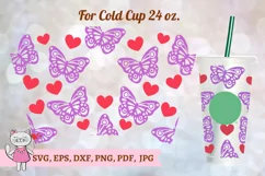 Butterfly svg, heart svg for Full Wrap Venti Cold Cup 24 oz Product Image 5