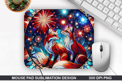 Fox Galaxy Mouse Pad Sublimation, 4th Of July Mouse Pad PNG Product Image 1