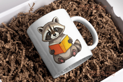 Cute Raccoon Reading a Book PNG Book Lover Animal Clipart Product Image 4