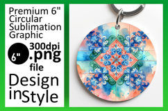Dynamic Keychain Circle PNG Design , Watercolor Patter Product Image 1