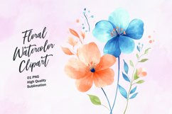 Watercolor floral clipart sublimation Product Image 1