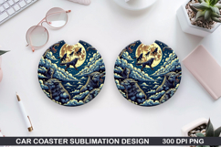 Two Wolves Car Coaster Sublimation |Halloween Coaster PNG Product Image 1