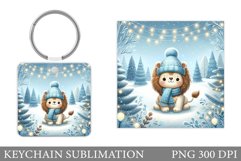 Cute Lion Keychain Sublimation. Christmas Keychain Design Product Image 1