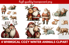 Whimsical Cozy Winter Animals Clipart | Cute Winter Wildlife Product Image 1