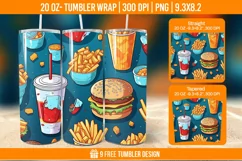 Fast Food Tumbler Wrap Designs, Sublimation Wrap Product Image 1
