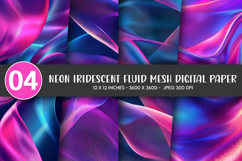 Neon Iridescent Fluid Mesh Digital Paper Product Image 1