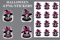 4 Halloween Skeleton Stickers Png | Printable Product Image 1