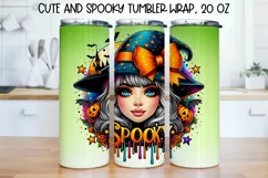 Cute and Spooky Halloween Tumbler wrap PNG, 20 oz. Product Image 1
