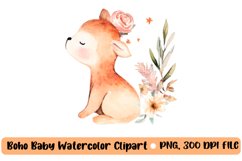 Boho baby watercolor clipart, nursery animal clipart Product Image 1