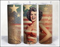 Retro American Girl Tumbler Sublimation Wrap Design 4th July Product Image 15