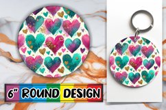 Radiant Round Coaster Design PNG, Heart Product Image 1