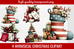 4 Whimsical Christmas Clipart | Cute Holiday PNG Set Product Image 1