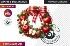 Autumn Harvest Wreath Clipart - Rustic Fall &amp; Thanksgiving Product Image 1