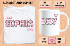 Coquette Bow Patchwork Alphabet PNG Letters &amp; Numbers 300DPI Product Image 6