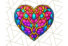 Stained Glass Hearts and Butterflies Clipart PNG Product Image 5