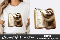 Cute Sloth Clipboard Clipart PNG Product Image 1