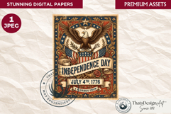 Patriotic Vintage 4th of July Junk Journal digital paper Product Image 1
