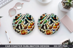 Witch Car Coaster Sublimation |Halloween Coaster PNG Product Image 1