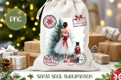 Watercolor Christmas Ballerina Santa Sack Design Product Image 1