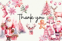 Pink Christmas Clipart Coquette Christmas Watercolor Product Image 8