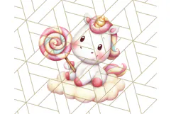 Cute Dessert Unicorn PNG Clipart with Cupcakes & Candies Product Image 5