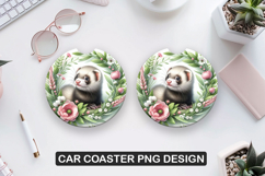 Ferret Car Coaster Sublimation |Animal Coaster PNG Product Image 1