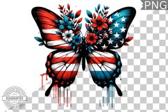 4Th Of July Flora Butterfly - Sublimation 4th of July PNG Product Image 1