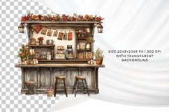 Vintage Christmas Coffee Shop Clipart, Chrismas Coffee png Product Image 2