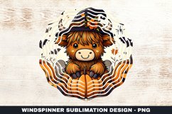 Halloween Highland Cow Wind Spinner Sublimation Design Product Image 1