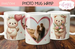 Cute Valentines Photo Mug Wrap template PNG for Sublimation Product Image 2