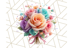 Pastel Flower Bouquet PNG Clipart, Elegant Floral Art Product Image 5