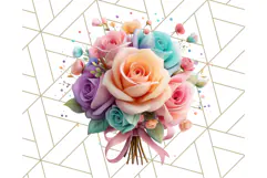 Pastel Flower Bouquet PNG Clipart, Elegant Floral Art Product Image 5