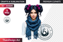 Cosy Winter Girl Clipart, Fashion Girl PNG, christmas Product Image 1