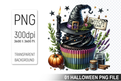 Halloween Witch Cupcake, Halloween Clipart PNG File Product Image 1