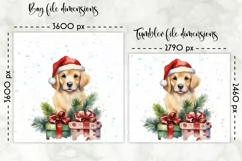 Watercolour Puppy Lunch Bag Print | Christmas Lunch Bag Product Image 2
