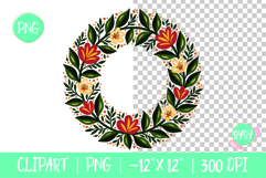 Colorful Floral Wreath PNG Clipart Illustration Product Image 1