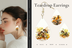 Flower bee Teardrop Earring Bee Teardrop Sublimation_17 Product Image 1