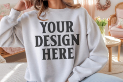 Ash Gildan 18000 Crewnwck Sweatshirt Mockup, gildan 18000 Product Image 1