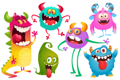 Happy cartoon monsters set with different face expressions Product Image 1