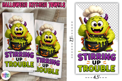Halloween Kitchen Towel PNG, Stirring Up Trouble Product Image 1