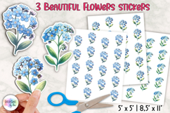 Floral Stickers, Forget-Me-Not Flowers Stickers, Printable Product Image 1