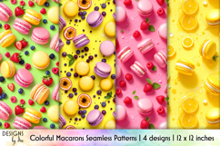 Colourful Macarons and Berries Seamless Patterns, Summer PNG Product Image 1