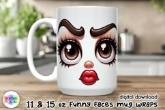 Funny Face Mug Wrap, Sarcastic Coffee Mug Wrap, Grumpy Face Product Image 1