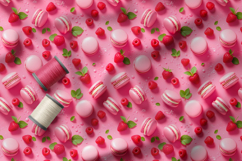 Colourful Macarons and Berries Seamless Patterns, Summer PNG Product Image 3