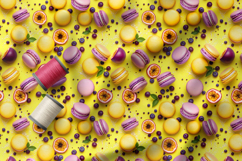 Colourful Macarons and Berries Seamless Patterns, Summer PNG Product Image 4
